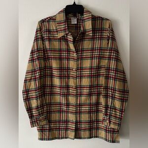 Blair Tan Blue Red Green Plaid Cotton Casual Button Down Fall Shirt New medium